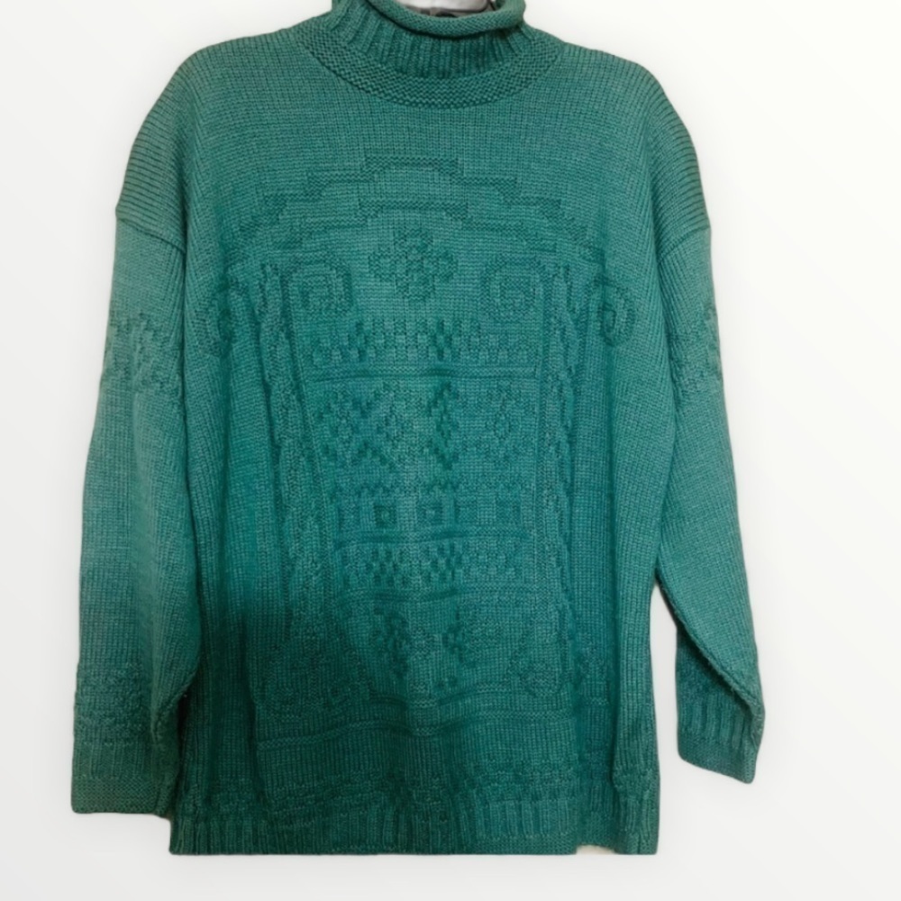 Peggy’s Pastel Teal Vintage Mock Neck Knit Sweater